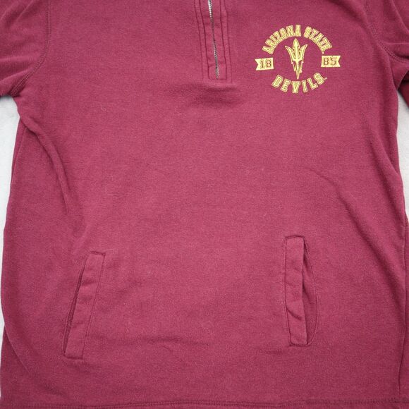 ASU Sweater Womens M Red MV Sport Chest Zip High Neck Front Pocket Sun Devils - Picture 11 of 16